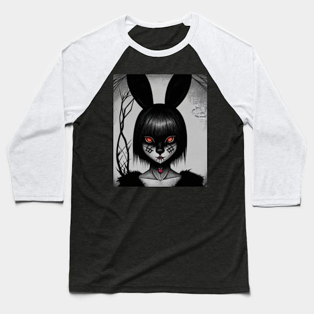 Bunny scratchy face Baseball T-Shirt by Skandynavia Cora